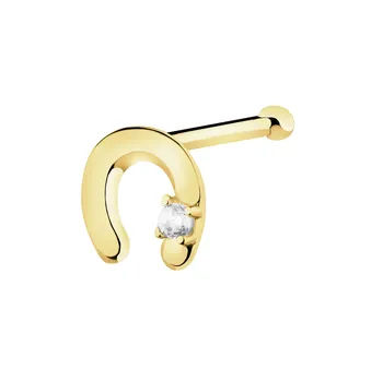 Piercing Zlatý piercing do nosu se zirkonem - podkova - AP544-4998
