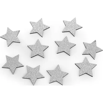 Vánoční dekorace Dřevěná hvězda k nalepení Ø30 mm Barva: stříbrná - glitry