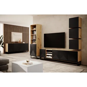 Knihovna BOGART. Regál Asha, dub artisan / černý mat