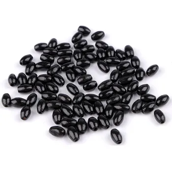 Dětské navlékací korálky Dřevěné korálky oliva 5x8 mm, velké, černá