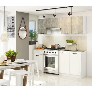 Kuchyňská pracovní deska Rovná kuchyňská linka 180 cm VERMINA - beton / bílá