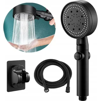 Sprchová hlavice SPRCHOVÝ SET ČERNÁ SPRCHOVÁ HLAVICE + HADICE EKOLOGICKY ÚSPORNÝ DRŽÁK