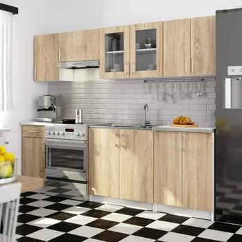 Kuchyňská pracovní deska Rovná kuchyňská linka 240 cm TRIVORA - dub sonoma / bílá