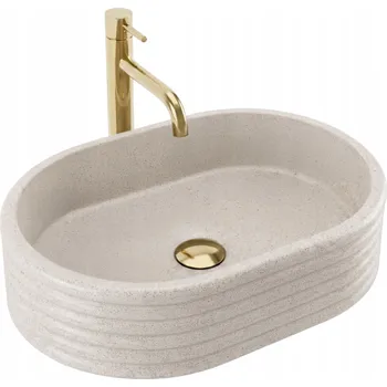 Umyvadlo Umyvadlo na desku oválné Rea Nicoletta 50 cm béžové