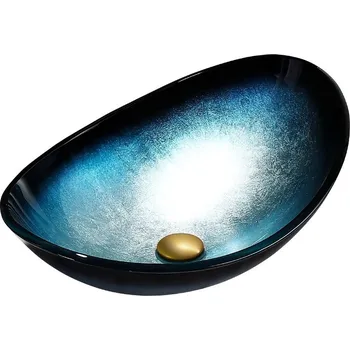 Umyvadlo BPS-koupelny Keramické umyvadlo na desku HYD-LI-BU-BL-530 54x37 cm, modré lesk