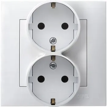 Elektrická zásuvka Dvojitá zásuvka Schuko kompletní OSPEL SAFÍR GP-2ZSP/00 BÍLÁ