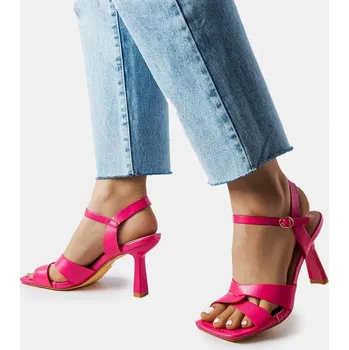 Dámské sandále 23149 Růžové sandály na podpatku a lodičkách 37