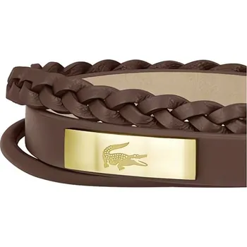 Náramek Hnědý kožený náramek Fusion 2040317 Lacoste
