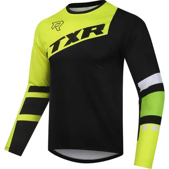 Moto dres TXR Motokrosový dres Vortex čierno-fluo žltý M (Anatomický strih;predĺžená zadná časť,odolný materiál)