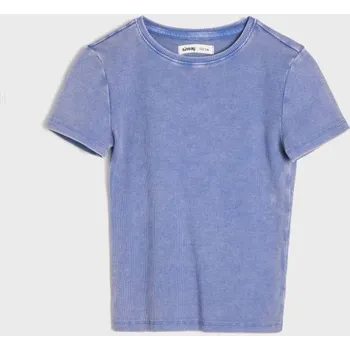 Dívčí oblečení Sinsay - Pruhované tričko s efektem praní - světle modrá - 866GH-50X - 866GH-50X-122