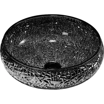 Umyvadlo BPS-koupelny Skleněné umyvadlo na desku HYD-BRT4-BL-410 41x12 cm, černé lesk