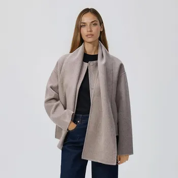 Reserved - Ruční vlněný kabát - béžová - 936JM-08X - 936JM-08X-M