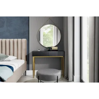 Toaletní stolek BOGART. Toaletní stolek Nicole, matná černá / zlaté nohy