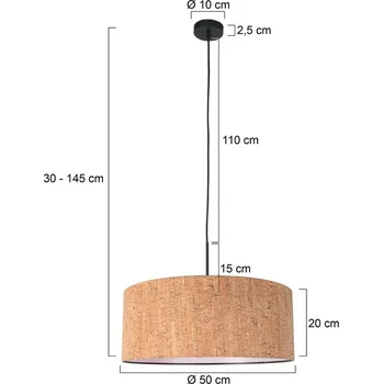 Steinhauer Závěsné světlo Sparkled Light, hnědá, Ø 50 cm, korek - Stínidlo – Ø 10 cm, výška 2,5 cm; stínidlo na lampu – Ø 50 cm, výška 20 cm hnědá, černá 1 x 40 W - Doprava zdarma