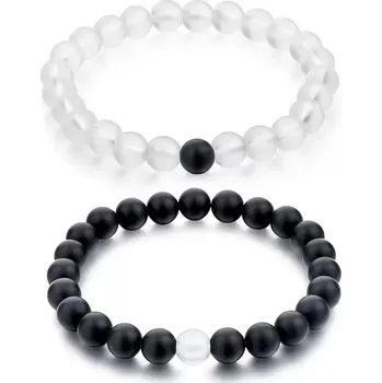 Náramek Partnerské korálkové náramky - čirý a černý