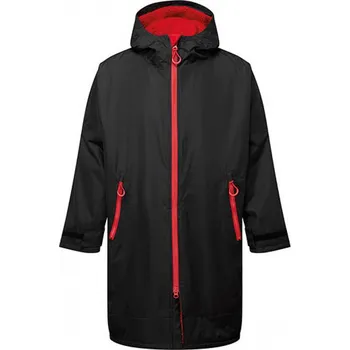 Pánská casual bunda TriDri Převlékací plášť do nepohody s huňatou podšívkou, bočními větracími otvory a taškou na přenášení Barva: černá - červená, Velikost: L/XL TR800