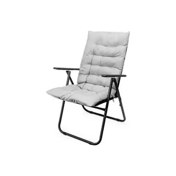 PLATINET KEPMINGOVÁ ŽIDLE POLOHOVATELNÁ 62X45X102 CM ČERNÁ+PLATINET MATRACE NA KEMPINGOVOU ŽIDLI 105X50X6 CM šedá PCC1047 + PCM1047