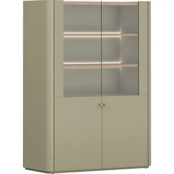 Knihovna ELIVO VITRÍNA 100 2D - eukalyptus / dub baltic dune