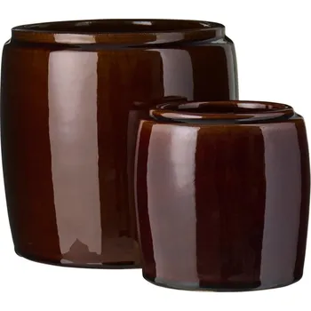 Květináč Sada 2 válcových květináčů Ib Laursen v tmavě hnědé barvě