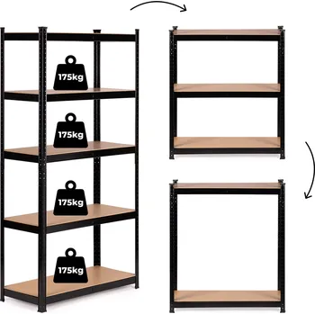 regál Skladový regál 180×90×40 cm ,lakovaná ocel – 5 polic, 875 kg, ModernHome G9040B