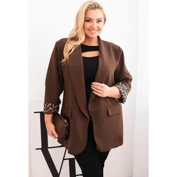 Dámská bunda Dámská bunda Plus Size s podšívkou v leopardím vzoru hnědá UNI