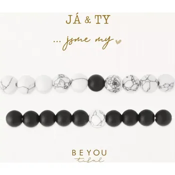Náramek Dárková karta Já a Ty a partnerské náramky s minerály mramorové