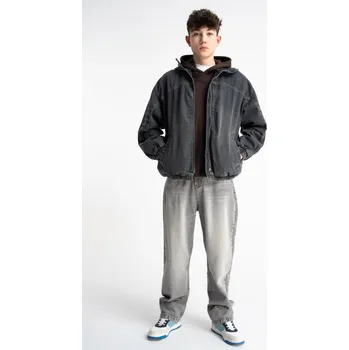 Chlapecké džíny Reporter Young | Chlapecké světle šedé džíny BAGGY s efektem praní a zapínáním na zip - Barva ŠEDÁ, Velikost 152 261-0110B-23-001-1