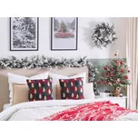 Polštář Červený Zelený Kostkovaný Polyester Sada 2 kusů 45 x 45 cm Vánoční Vánoční motiv s jedle Beliani