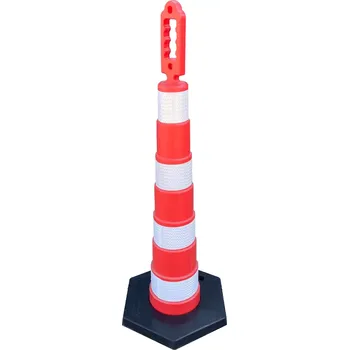 Plotový sloupek Červený plastový (PE) sloupek s gumovým podstavcem FLOMA BWB91 - průměr 24 cm, výška 118 cm - 62621624