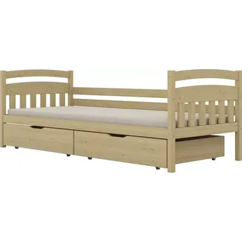 Ložnicová sestava Postel Tosia velké zásuvky 90x200 přírodní, nelakovaná