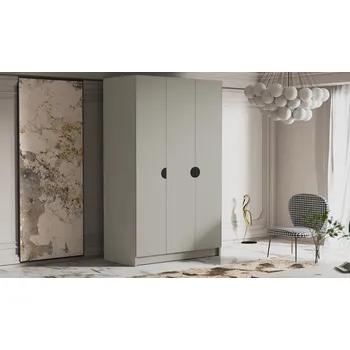 Šatní skříň Vysoká šatní skříň 150 cm ALVIA - kašmír / černé úchyty