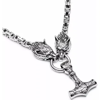 Náhrdelník Náhrdelník z chirurgické oceli Thorův řetež - Mjölnir Vlk - Model Bez přívěsku&nbsp;Mjölnir&nbsp;, Délka 50 cm