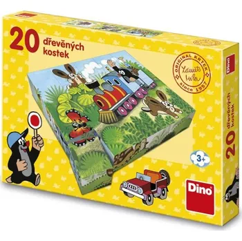 Dřevěná hračka Kostky kubus Krtek a dopravní prostředky dřevo