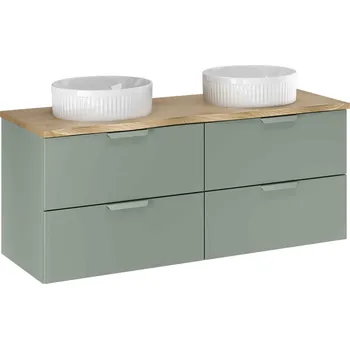 Koupelnový nábytek Comad Koupelnová skříňka s deskovými umyvadly set Aster Green 120 zelená/dub cremona