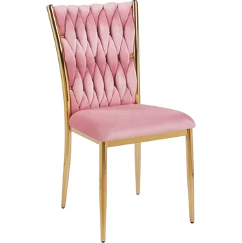 Jídelní židle Luxusní sametová židle s proplétaným vzorem - růžová