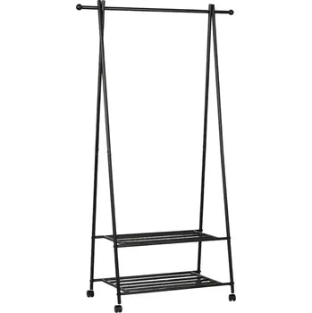 Věšák ModernHome GH-207 Stojan na oblečení se 2 policemi, černý