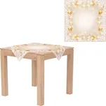 Ubrus s vánočním motivem, vánoční koule na zlatém podkladu, 80x80 cm. Barva: Zlatá