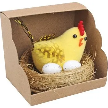 Velikonoční dekorace Dekorace Slepička žlutá 7cm, v hnízdě