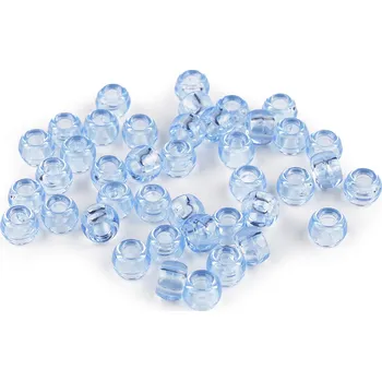 Dětské navlékací korálky Plastové korálky s velkým průvlekem 9x6 mm, malé, 7 modrá světlá