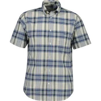 Pánské oblečení KOŠILE GANT REG INDIAN MADRAS CHECK SS SHIRT FADED DENIM