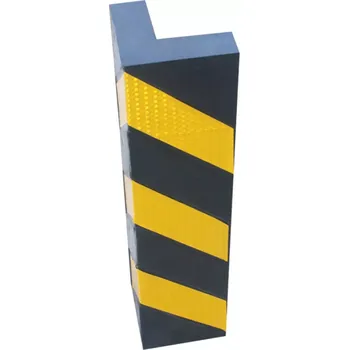 Černo-žlutá gumová ochrana rohů zdí, stěn FLOMA WP19 - délka 60 cm, šířka 15 cm, tloušťka 5 cm - 62621563
