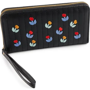 Peněženka Dámská peněženka vyšívaná 10x19 cm, střední, 9 černá