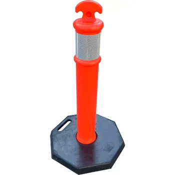 Plotový sloupek Červený plastový (PE) sloupek s gumovým podstavcem FLOMA BWB91 - průměr 14 cm, výška 74 cm - 62621622