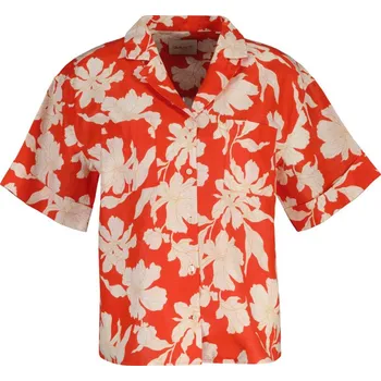 Dámská košile KOŠILE GANT REG FLORAL PRINT LINEN SS SHIRT PERFECT RED
