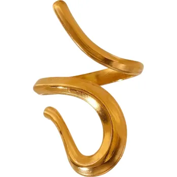 Prsten Nastavitelná velikost Univerzální Dámský otevřený prstýnek Nerezová ocel Moderní minimalistický design Abstraktní linie Elegantní šperk zlatá