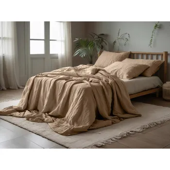 Povlečení Textilomanie Mušelínové povlečení Purely světle hnědé 135 x 200, 80 x 80 cm zipový uzávěr