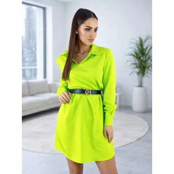 Dámské šaty Zářivé košilové šaty v limetkové barvě, VELIKOST UNI ( S, M , L )
