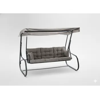 Zahradní lehátko Garden Line ZÁHRADNÍ HOJDAČKA 215 x 130 x 175 CM ŠEDÝ MELÍR S FUNKCÍ LEHÁTKO PREMIUM *3125