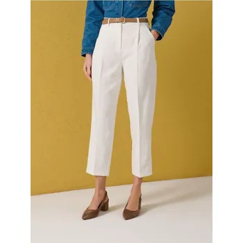 Sinsay - Kalhoty carrot s pukem a páskem - krémová - 963GZ-01X - 963GZ-01X-L