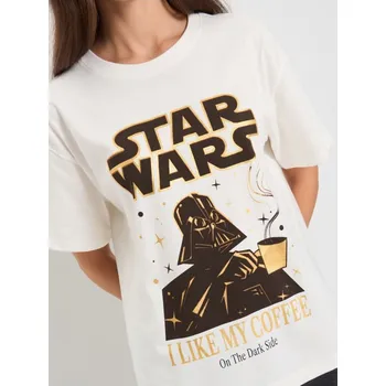 Dámské oblečení Sinsay - Tričko s krátkými rukávy a potiskem Star Wars - krémová - 854HA-01X - 854HA-01X-M